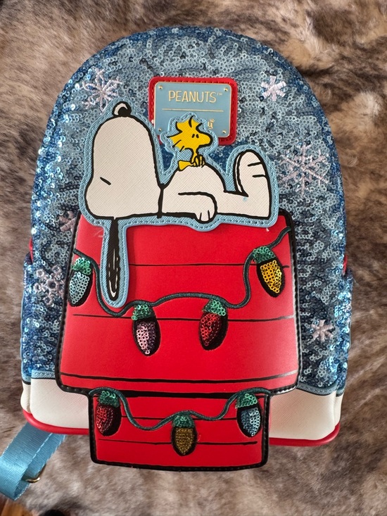 Loungefly Handbags - Peanuts Sequin Snoopy & Woodstock Backpack - Holiday Loungefly